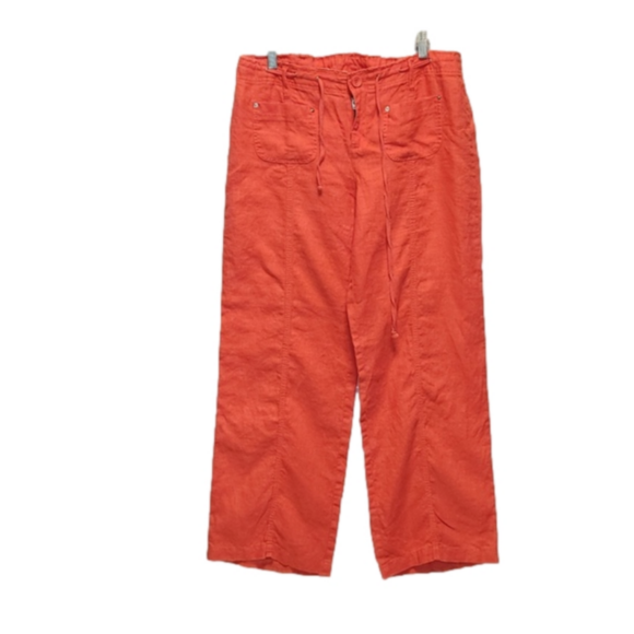 INC International Concepts coral linen wide leg pants sz 12 - Picture 1 of 8
